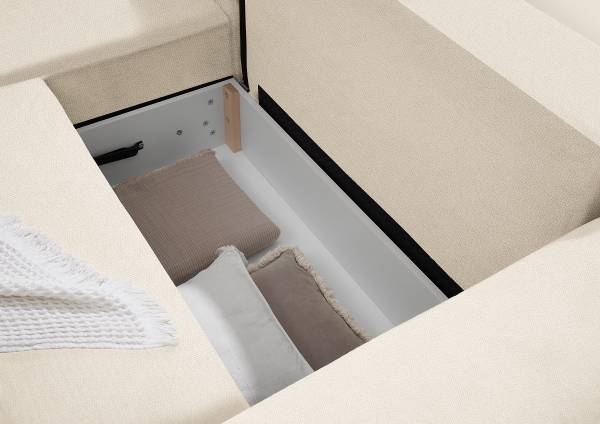 Canapé d’angle convertible Baragup Tissu chenille Edisa: Blanc laine