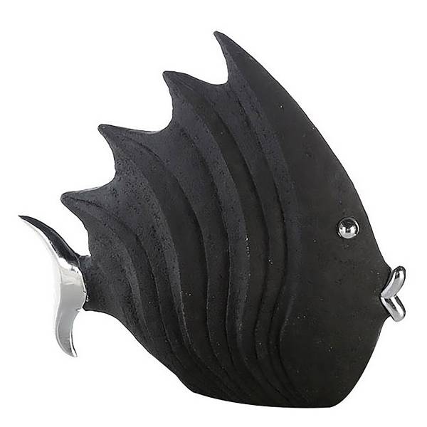 Figur Fisch Schwarz - Kunstharz - 29 x 26 x 9 cm