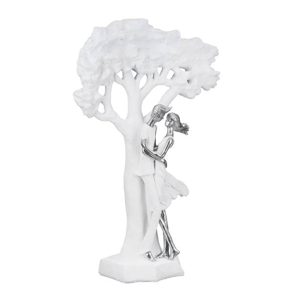 Scultura Coppia innamorata Bianco - Resina sintetica - 32 x 44 x 13 cm
