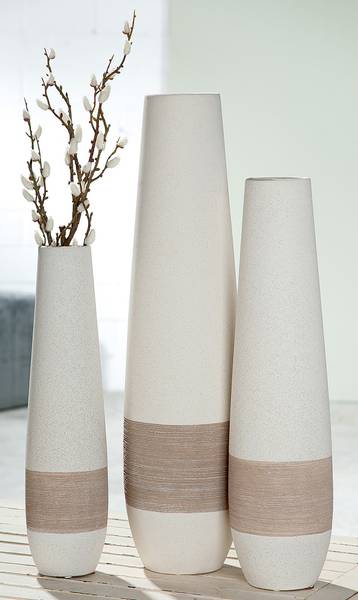 Vase Olbia Beige - Keramik - 17 x 66 x 17 cm