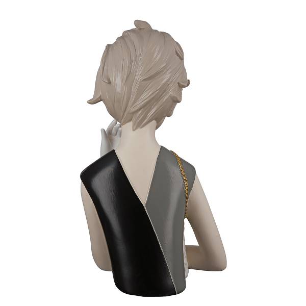 Decoratief beeldje Lady met handtas grijs - wit - kunsthars - 18 x 29 x 15 cm