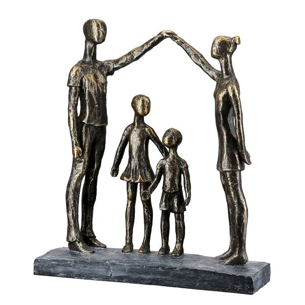 Skulptur Familie schützende Hände Braun - Kunstharz - 26 x 30 x 8 cm