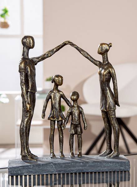 Skulptur Familie schützende Hände Braun - Kunstharz - 26 x 30 x 8 cm