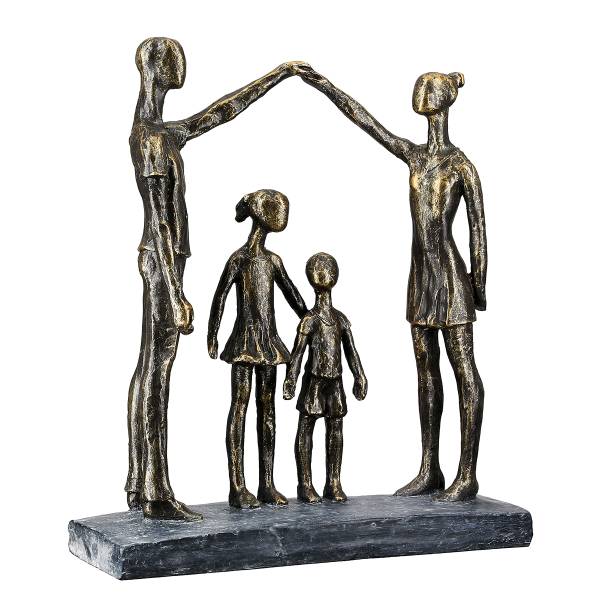 Skulptur Familie schützende Hände Braun - Kunstharz - 26 x 30 x 8 cm