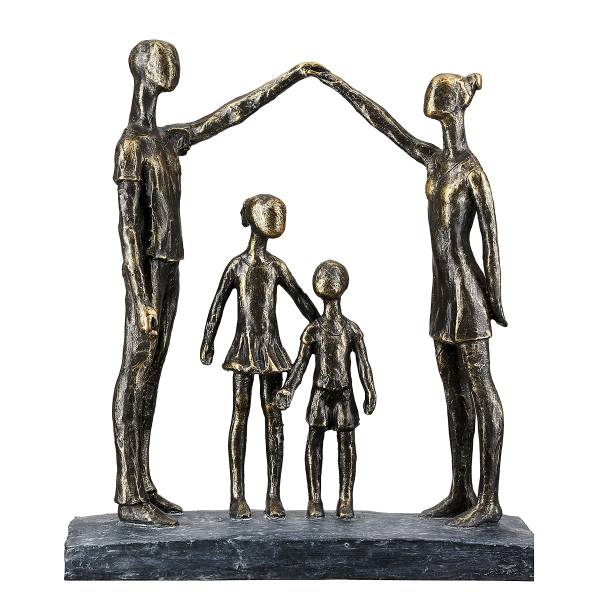 Skulptur Familie schützende Hände Braun - Kunstharz - 26 x 30 x 8 cm