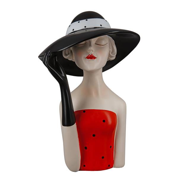 Figura Donna cappello nero Nero - Rosso - Resina sintetica - 19 x 29 x 15 cm