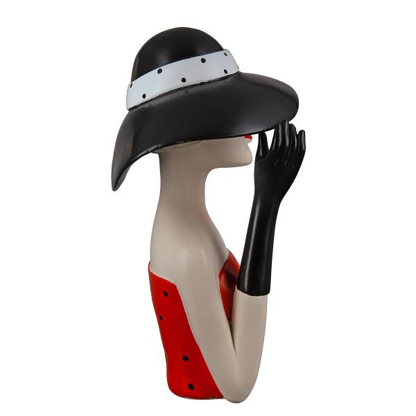 Figura Donna cappello nero Nero - Rosso - Resina sintetica - 19 x 29 x 15 cm