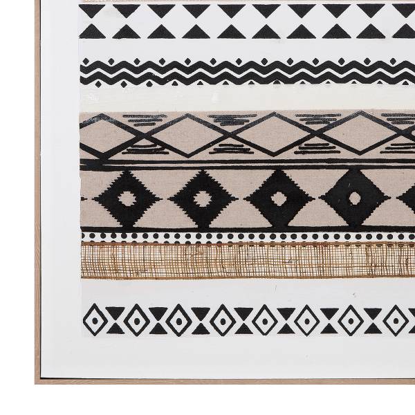 Quadro Mwaki Nero - Marrone - Bianco - Lino - Resina sintetica - 82 x 102 x 4 cm
