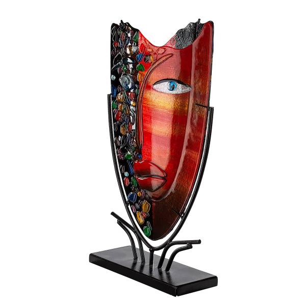 Vaso Visage Nero - Rosso - Ferro - Vetro colorato - 30 x 49 x 10 cm