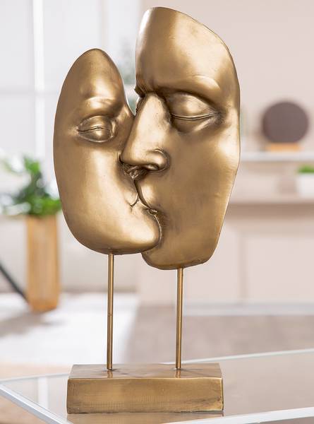 Scultura Bacio Dorato - Resina sintetica - 20 x 41 x 7 cm