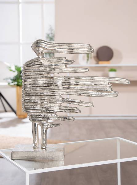 Skulptur Verwehung Silber - Aluminium - 36 x 38 x 10 cm