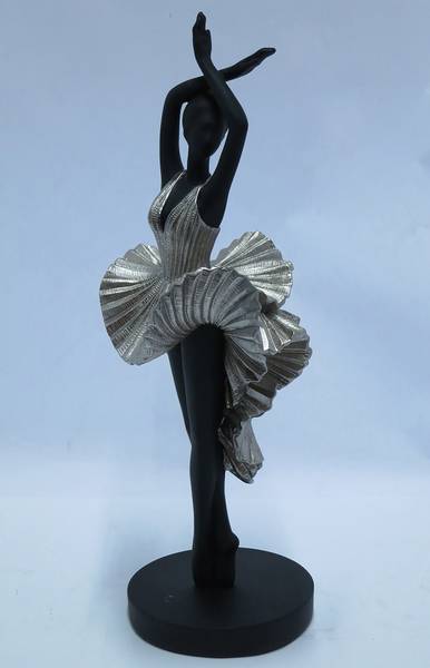 Scultura Ballerina Nero - Resina sintetica - 13 x 44 x 13 cm