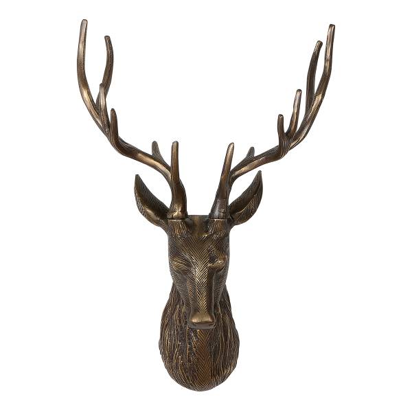 Wandobjekt Hirsch Liam Braun - Eisen - 31 x 55 x 20 cm