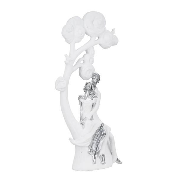 Decoratief beeldje Paar Tree of love wit - kunsthars - 20 x 39 x 10 cm