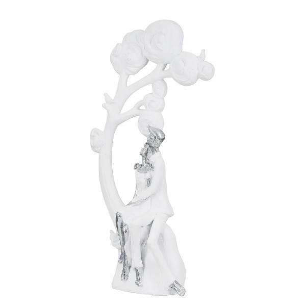 Decoratief beeldje Paar Tree of love wit - kunsthars - 20 x 39 x 10 cm