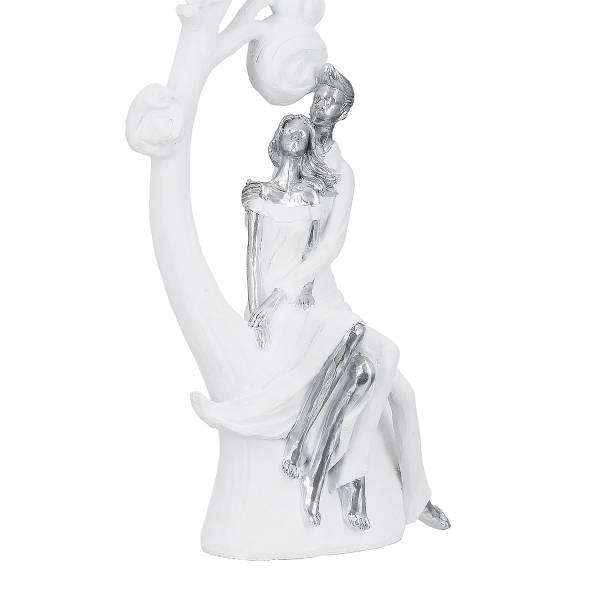 Decoratief beeldje Paar Tree of love wit - kunsthars - 20 x 39 x 10 cm