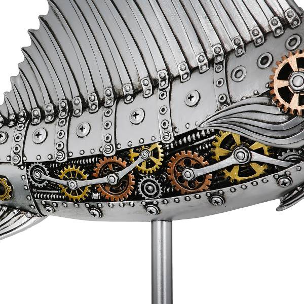 Figur Schwertfisch Steampunk Silber - Kunstharz - 50 x 36 x 14 cm