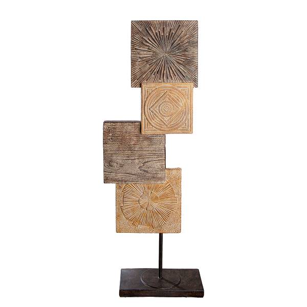 Skulptur Esculpida quadratisch Braun - Kunstharz - 25 x 69 x 11 cm