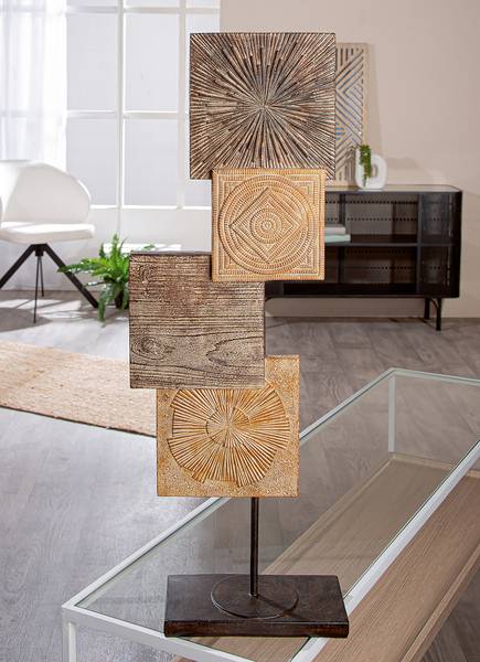 Skulptur Esculpida quadratisch Braun - Kunstharz - 25 x 69 x 11 cm