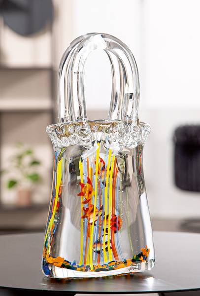 Objet décoratif Sac à main Aquarium Transparent - Verre coloré - 14 x 30 x 8 cm