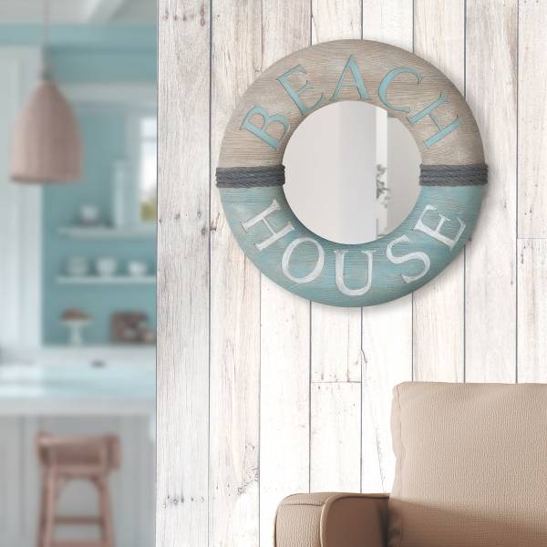Specchio Beach house Grigio - Vetro a specchio - Resina sintetica - Altezza: 45 cm