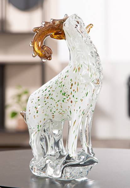 Figur Steinbock Weiß - Farbglas - 18 x 29 x 11 cm