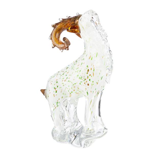 Figur Steinbock Weiß - Farbglas - 18 x 29 x 11 cm