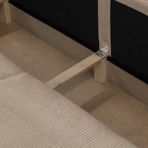 Ecksofa MONTI mit Schlaffunktion Cordstoff Poppy: Cappuccino - Longchair davorstehend links