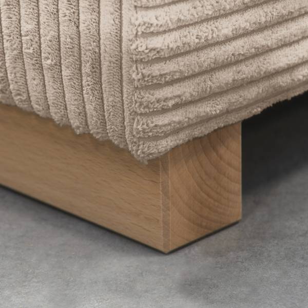 Ecksofa MONTI mit Schlaffunktion Cordstoff Poppy: Cappuccino - Longchair davorstehend links
