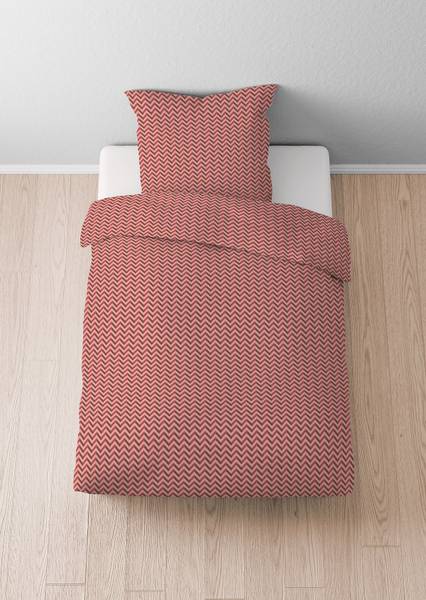 Jersey Bettwäsche Chevron Baumwolle - Kupfer - 155 x 220 cm + Kissen 80 x 80 cm