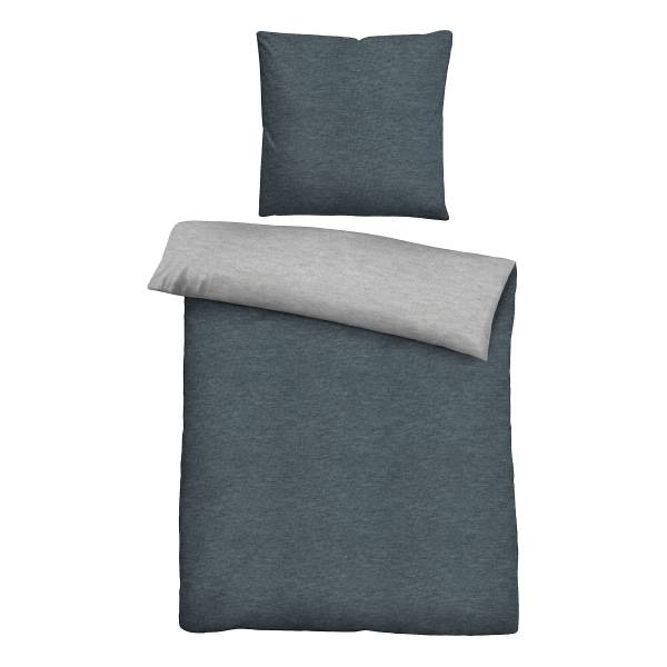 Jersey Bettwäsche Uni Baumwolle - Schwarz - 155 x 220 cm + Kissen 80 x 80 cm