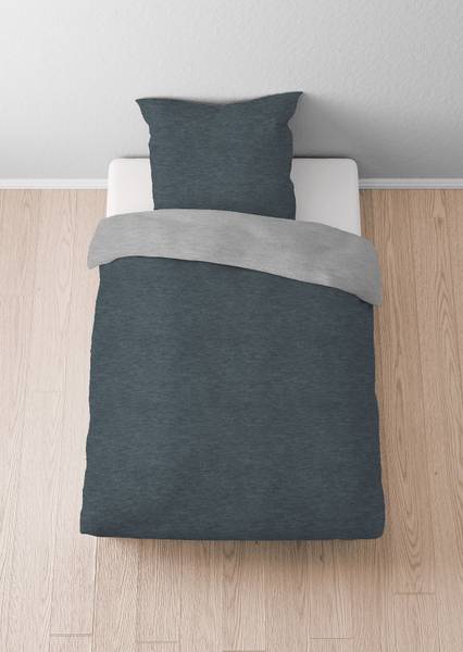 Jersey Bettwäsche Uni Baumwolle - Schwarz - 155 x 220 cm + Kissen 80 x 80 cm