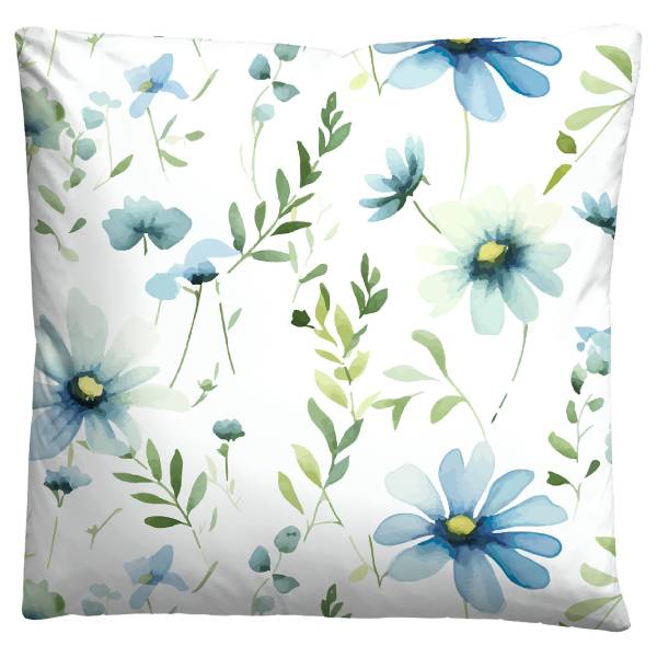 Seersucker Bettwäsche Geblühmt Baumwolle - Blau - 135 x 200 cm + Kissen 80 x 80 cm