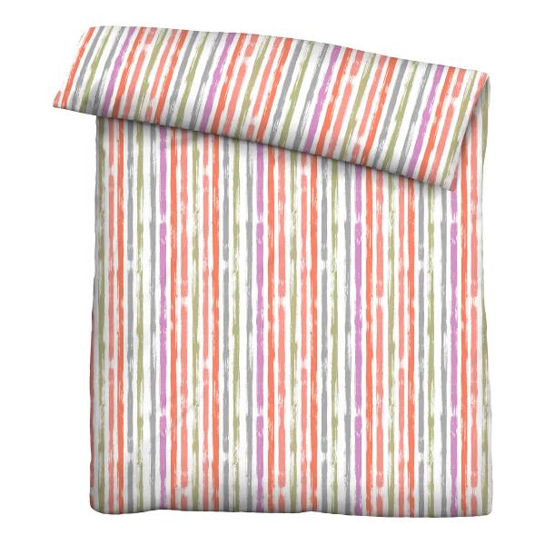 Seersucker Bettwäsche Längsstreifen Baumwolle - Pink / Lila - 135 x 200 cm + Kissen 80 x 80 cm
