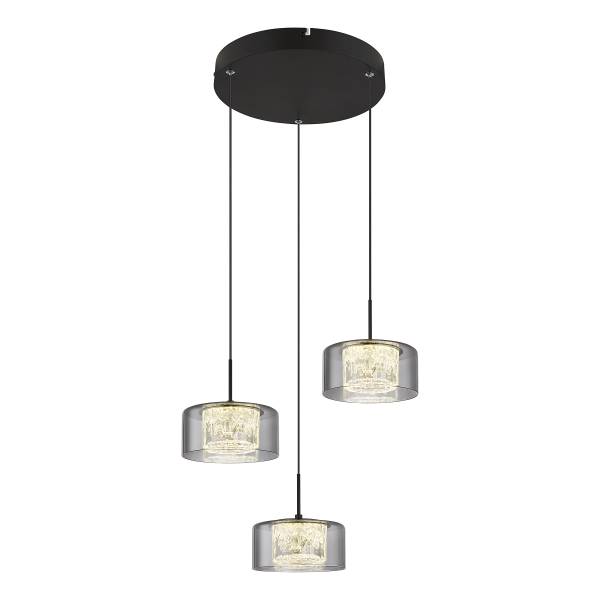 Lampada a sospensione LED Fogsy Vetro fumé / Ferro - Numero di lampadine necessarie: 3