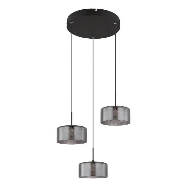 Lampada a sospensione LED Fogsy Vetro fumé / Ferro - Numero di lampadine necessarie: 3