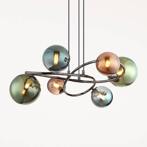 Lampada a sospensione LED Riha G Vetro / Ferro - 6 punti luce