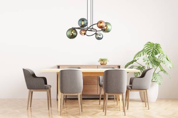 Lampada a sospensione LED Riha G Vetro / Ferro - 6 punti luce