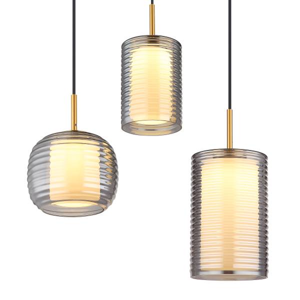 Lampada a sospensione LED Lampigna C Vetro fumè / Ferro - 5 punti luce