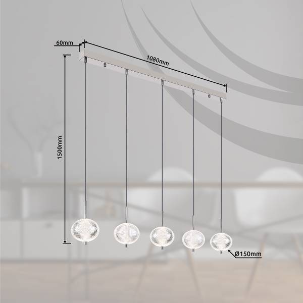 Lampada a sospensione LED Aida Vetro acrilico / Ferro - 5 punti luce