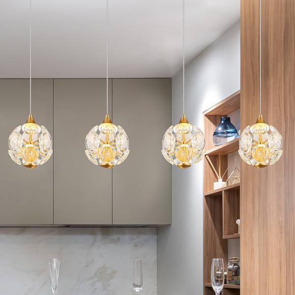 Suspension LED Virina - Type B Verre cristallin / Fer - 1 ampoule - Doré