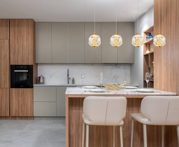 Suspension LED Virina - Type B Verre cristallin / Fer - 1 ampoule - Doré