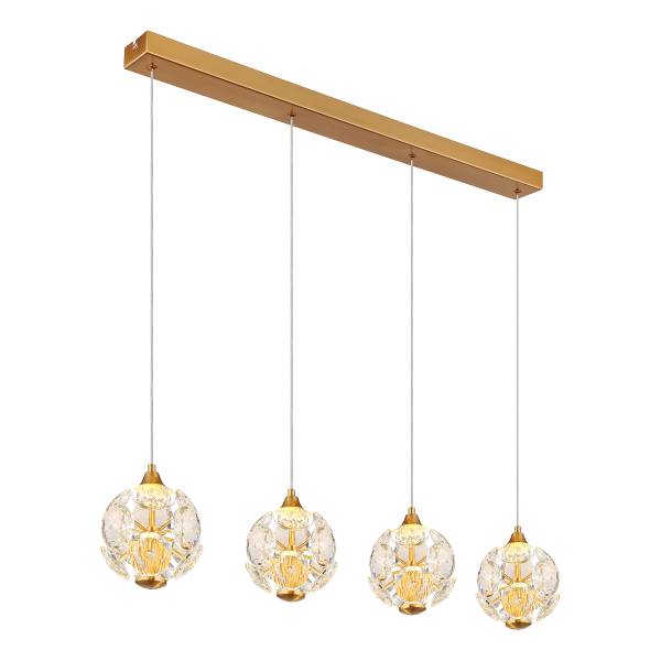 Suspension LED Virina - Type B Verre cristallin / Fer - 1 ampoule - Doré