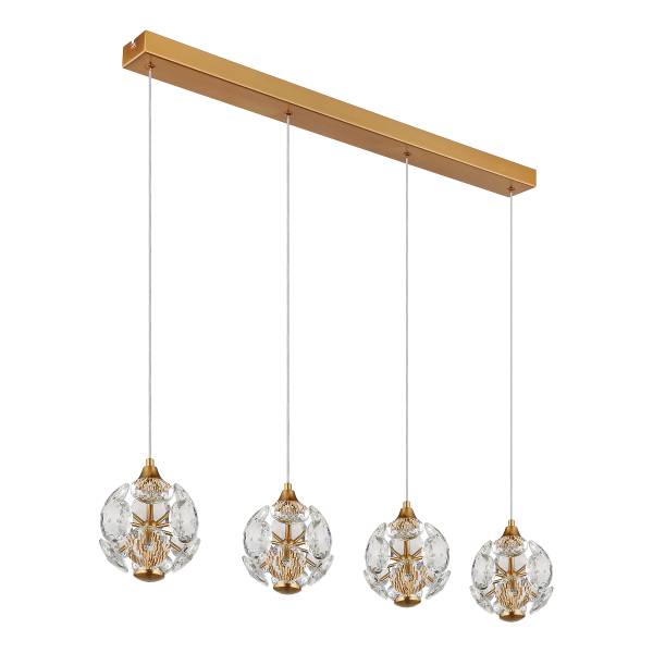 Suspension LED Virina - Type B Verre cristallin / Fer - 1 ampoule - Doré