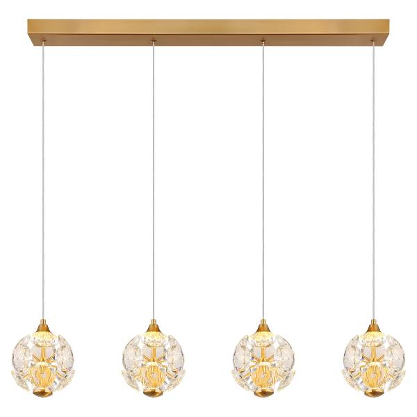 Suspension LED Virina - Type B Verre cristallin / Fer - 1 ampoule - Doré