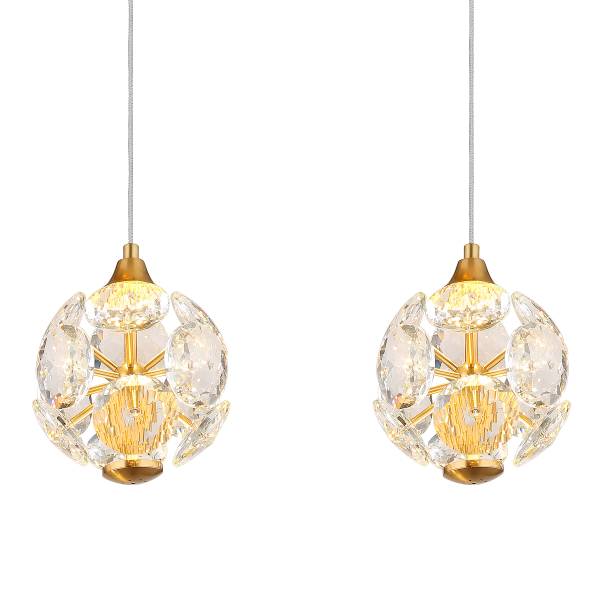 Suspension LED Virina - Type B Verre cristallin / Fer - 1 ampoule - Doré