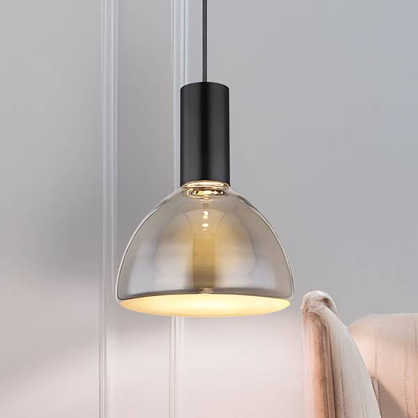 LED-Pendelleuchte Labora Typ D Rauchglas / Eisen - 1-flammig