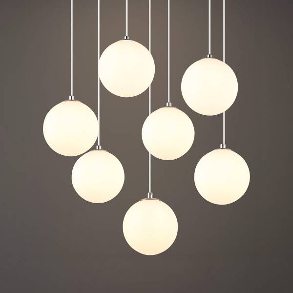 Lampada a sospensione LED Riha E Vetro opalino / Ferro - 7 punti luce