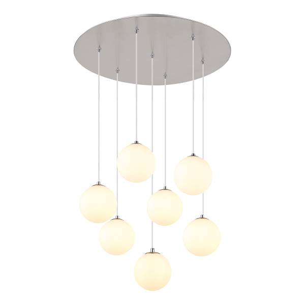 Lampada a sospensione LED Riha E Vetro opalino / Ferro - 7 punti luce