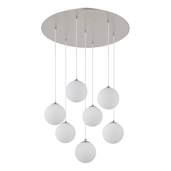 Lampada a sospensione LED Riha E Vetro opalino / Ferro - 7 punti luce